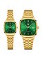 Couple Watch Classic Time Gold Green Wristwatch - 3