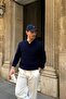 Dovra Premium Hair Knit Buttoned Polo Collar Navy Blue Men's Thick Knitwear Sweater - 2