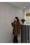 Women's Brown Shawl Collar Knitwear Cardigan |   Oversize & Comfortable Model