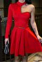 Crew Neck Belted Mini Long Sleeve Evening Dress - 3