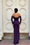 High Neck Sequined Maxi Long Sleeve Evening Dress - 4