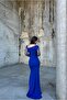 Asymmetrical Collar Stone Detailed Maxi Evening Dress - 3