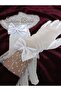 White Polka Dot Tulle Bridal Gloves with Bow, Wedding Engagement Outdoor Shooting Accessory - 3