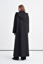 Hooded Zippered Long Black Overcoat 13920 - 6