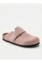 Mc402-Sue Pink Genuine Suede Leather Unisex Orthopedic Cork Sole Sabo Slippers with Single Wide Band