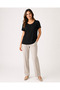 Women's Black Short Sleeve Oval Neck Full Lycra Plus Size Blouse - 3