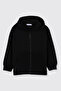 Unisex Kids Black Zippered Sweatshirt