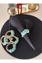 6-Piece Blue Floral Napkin Ring Tableware Napkin Holder Ring Presentation - 3