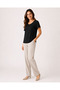 Women's Black Short Sleeve Oval Neck Full Lycra Plus Size Blouse - 5