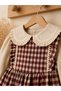 Baby Collared Burgundy Plaid Girl's Dress 2 Years-5 Years - 5