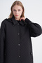 Hooded Pocket-Covered Short Black Coat 13876 - 5