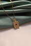 Red Stone Baguette Detailed Rectangular Necklace
