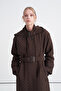 Quilted Hooded Belted Brown Overcoat 13528 - 2