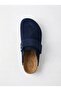 Mc402-Sue Navy Blue Genuine Suede Leather Unisex Orthopedic Cork Sole Sabo Slippers with Single Wide Band - 2