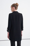 Double-Breasted Collar Accessory Detailed Oversize Long Lined Black Jacket 0002 - 5
