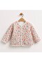 Patterned Quilted Seasonal Coat for Girls with Snap Fasteners on the Front - 2