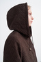 Hooded Zippered Long Brown Overcoat 13920 - 5