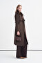 Fur Collar Belted Brown Coat 14136 - 2