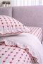 Ruffled, Striped Heart Pattern Double Duvet Cover Set |   200X220 cm Duvet Cover, 2 Pieces 50X70 cm Pillowcases |   Cotton Soft Texture - 3