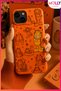 Orange Garfield Lazy Days Patterned Velvet Inside Silicone Case for iPhone 13/14 - 4