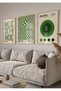 Natural Wood Framed 3-Piece Green Bauhaus Modern Geometric Retro Wall Decor Living Room Living Bedroom Kitchen Painting Set