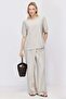 Women's Crinkle Textured Wide Leg Double Breasted Tie-Up Trousers