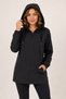 Women's Black, Lined Hooded Waterproof and Windproof Raincoat - 2