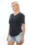 Women's V-Neck Asymmetrical Cut T-Shirt - 2