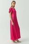 Women's Sleeve Detailed Midi Satin Dress - 4