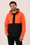 Men's Orange - Black, Contrast Dual Color, Hooded, Water and Wind Resistant Raincoat/Windbreaker