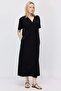 Women's Polo Collar Maxi Dress with Pockets - 4