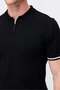 Men's Zipper Collar Stripe Detailed Knitwear T-Shirt - 7