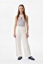 Girl's White Striped Wide-Leg Pants