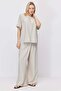 Women's Crinkle Textured Wide Leg Double Breasted Tie-Up Trousers - 3
