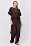 Women's Crinkle Textured Wide Leg Double Breasted Tie-Up Trousers
