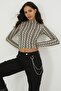 Women's Stone Half Fisherman Zebra Pattern Blouse LPP1133 - 7