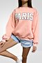 Pembe Nakışlı Basic Örme Şardonlu Sweatshirt