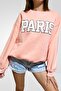 Pembe Nakışlı Basic Örme Şardonlu Sweatshirt - 2