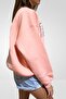 Pembe Nakışlı Basic Örme Şardonlu Sweatshirt - 6