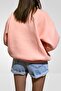 Pembe Nakışlı Basic Örme Şardonlu Sweatshirt - 7
