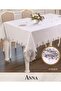 Anna Model Gardenya Linen 160X220 cm Lace Single Tablecloth Cream Stylish Tablecloth - 5