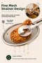 Frying Strainer with Tongs Metal Oil Draining Tool Potato Chicken Serving Tongs - 4