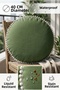 Round Cushion 40 cm Diameter Waterproof Liquid Repellent Stain Resistant White Pompom Decorative Home Cushion - 4