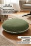 Round Cushion 40 cm Diameter Waterproof Liquid Repellent Stain Resistant White Pompom Decorative Home Cushion - 2