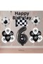 Bal10 Black-White Football Fan-Themed Birthday Party Set Age-6