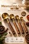 Set of 4 Gold Stainless Steel Measuring Spoons with Wooden Handle for Coffee and Spices 15-5-2,5-1,25 ml - 2