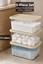 3 Pieces 15Lt Elora Organizer Box - Bathroom Organizer with Lockable Lid, Powder Tablet Detergent Box Beige