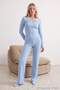 Mavi 3'lü Bolerolu Viskon Fitilli Örme Pijama Takımı THMAW27PT00146