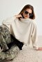 Stone Thick Fleece Inside High Collar Oversize/Wide Cut Knitted Sweatshirt Twoaw27Sw00055