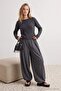 Anthracite Boat Neck Soft Textured Knitwear Sweater Twoaw27Kz00173 - 3